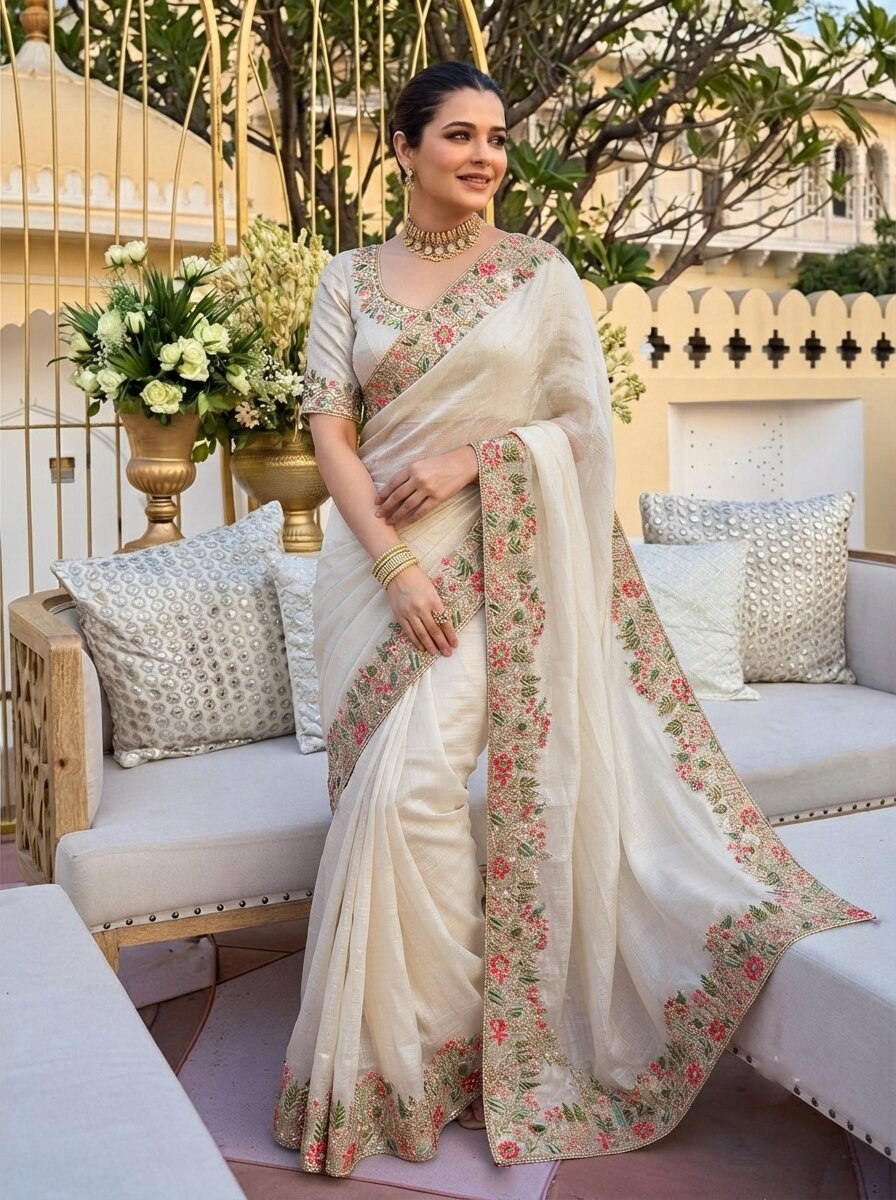 Party & Wedding Wear Soft  Fendy Satin silk Saree