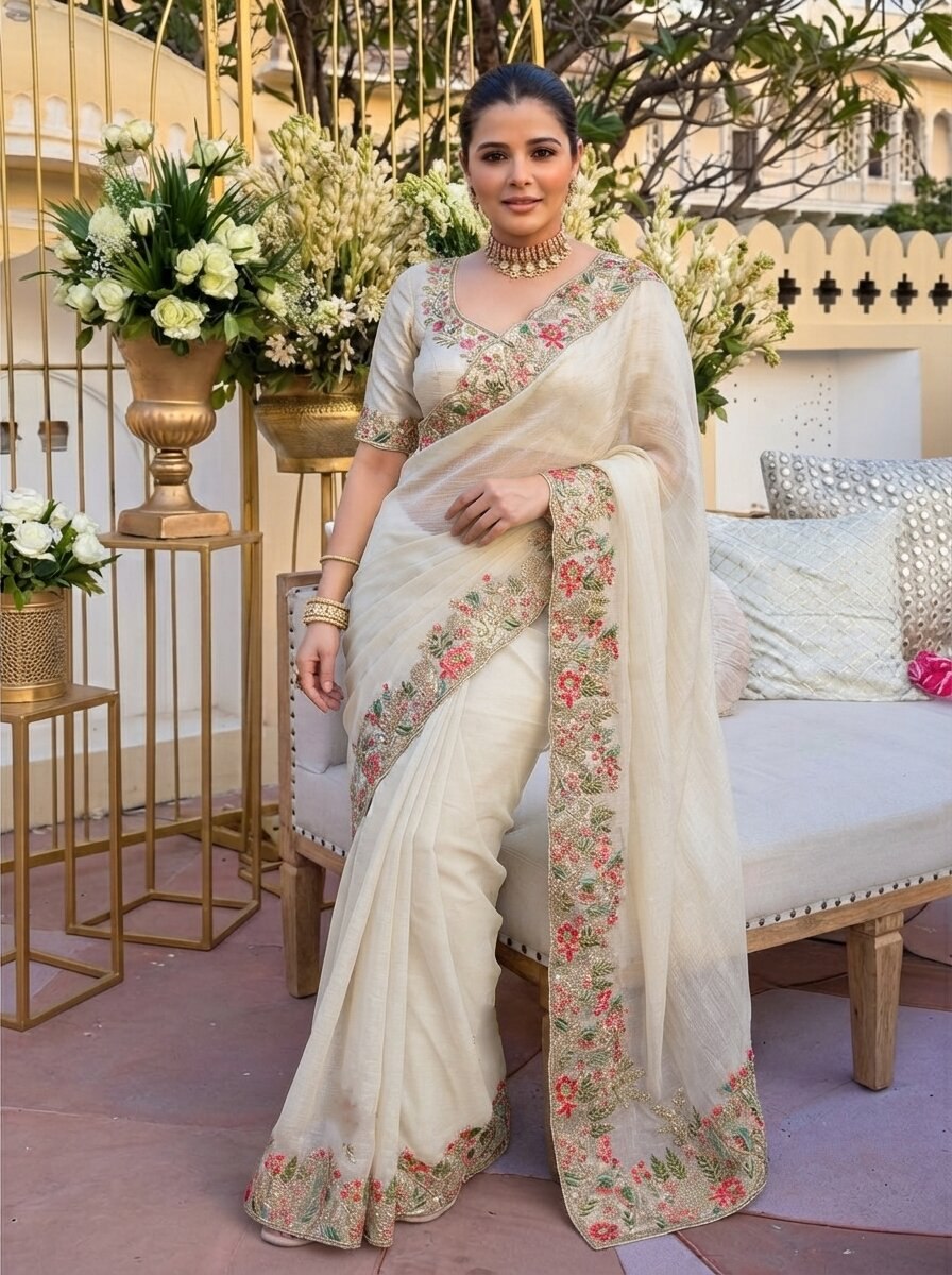 Party & Wedding Wear Soft  Fendy Satin silk Saree