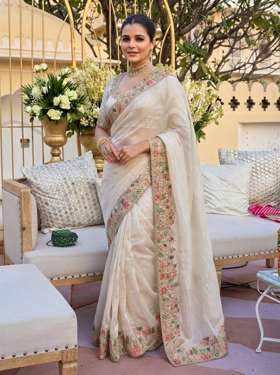 Party & Wedding Wear Soft  Fendy Satin silk Saree