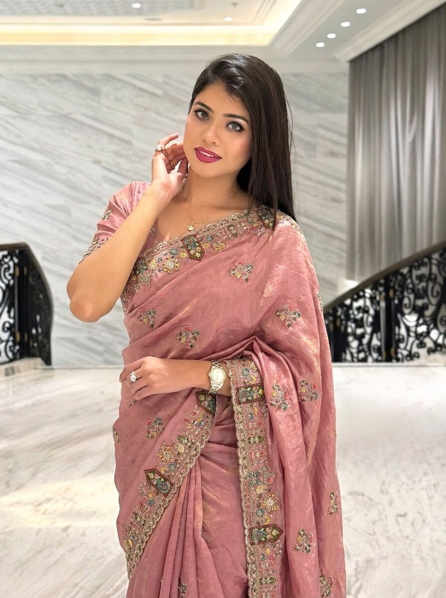 Party Wear Soft Tissue Chiffon silk Saree