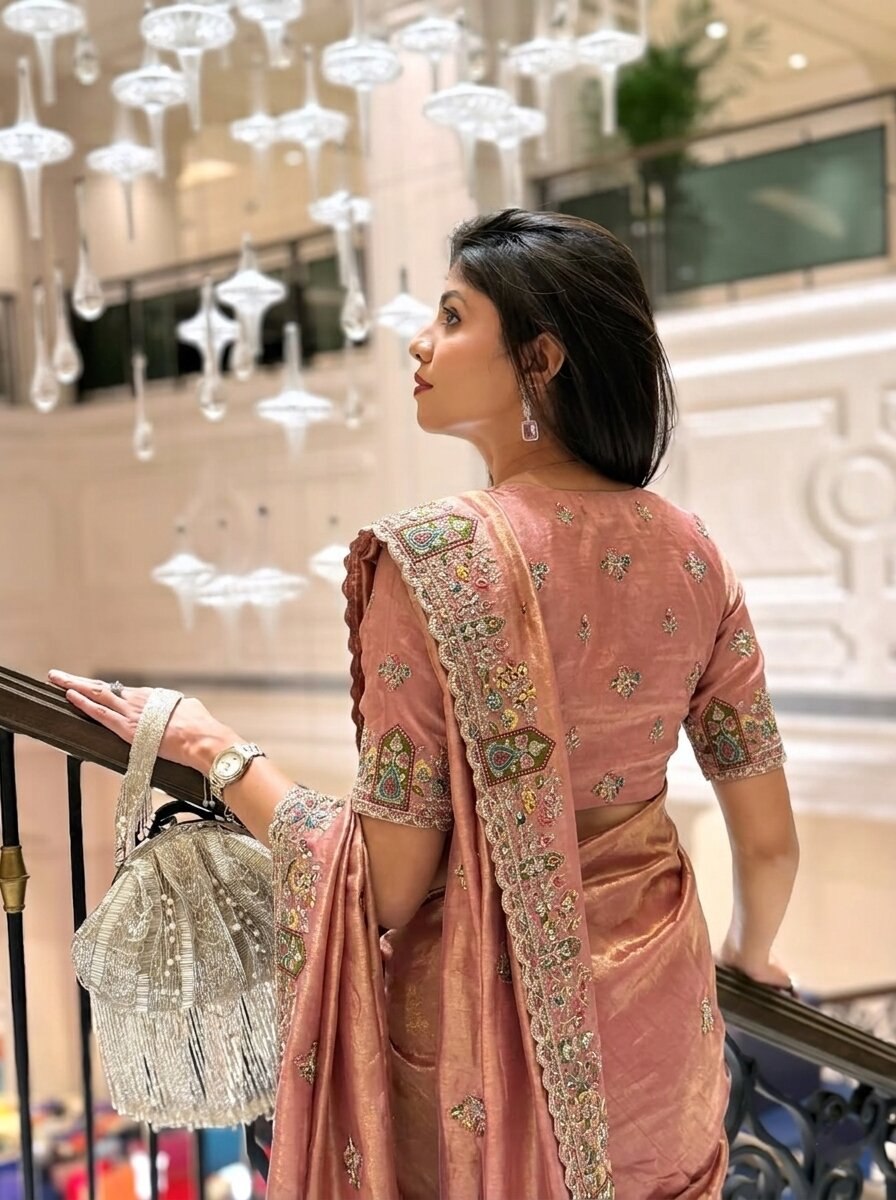 Party Wear Soft Tissue Chiffon silk Saree