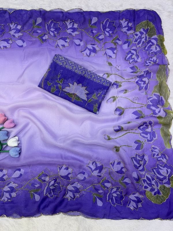 Soft Tebby silk with floral print saree