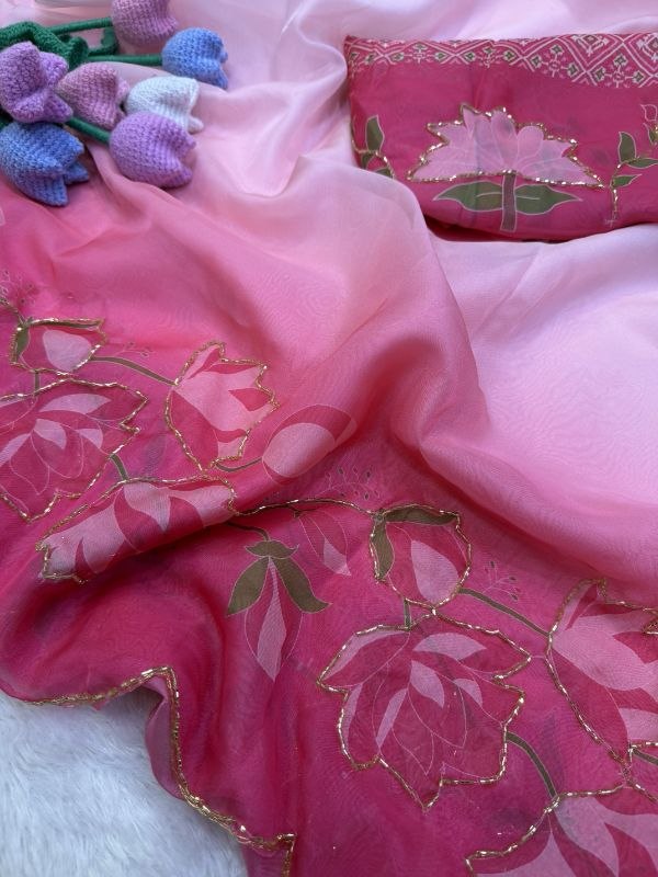 Soft Tebby silk with floral print saree