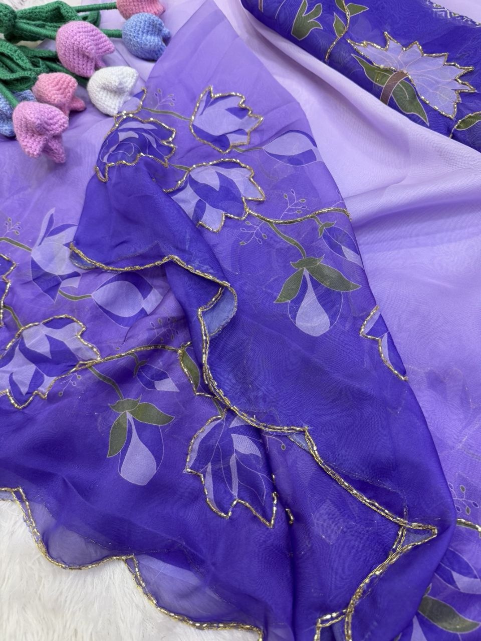 Soft Tebby silk with floral print saree