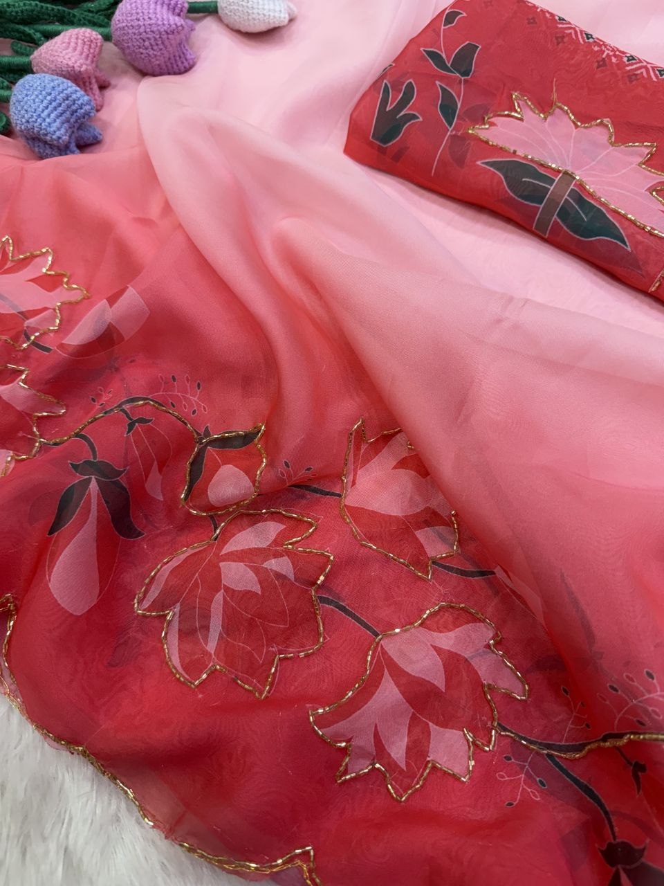 Soft Tebby silk with floral print saree