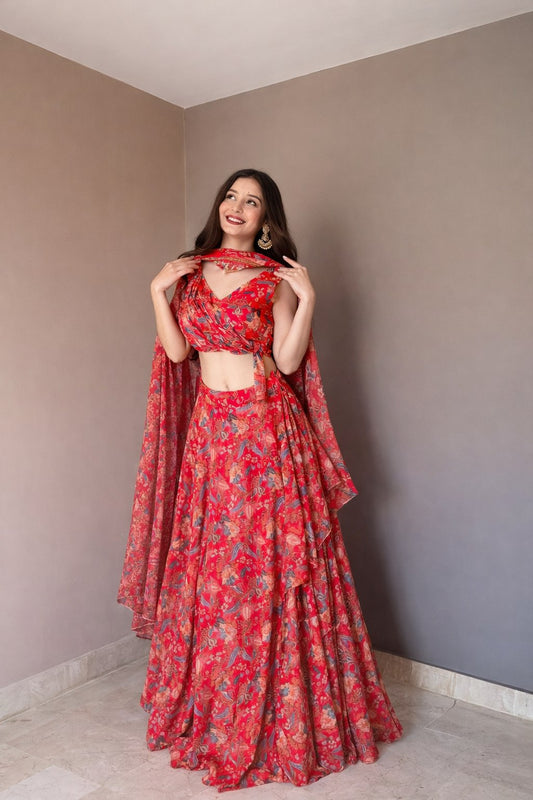 Beautiful all over floral printed lehenga
