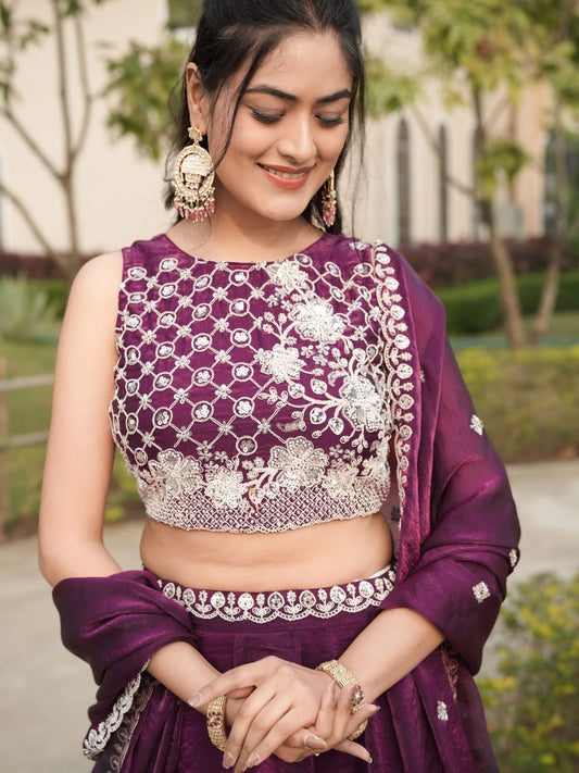 Fendy Plain Flairy Lehenga With Beads Work Belt Lehenga