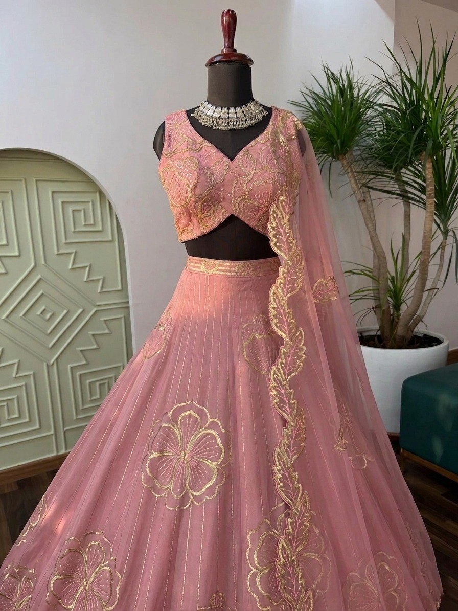 Premium Fancy Fabric Rich Zari Sequins & Intricate Embroidery Work Choli