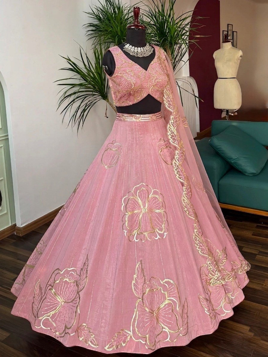 Premium Fancy Fabric Rich Zari Sequins & Intricate Embroidery Work Choli