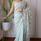 Heavy Butterfly Net Beautiful Mallty Colour Aari Embroidery Work Saree