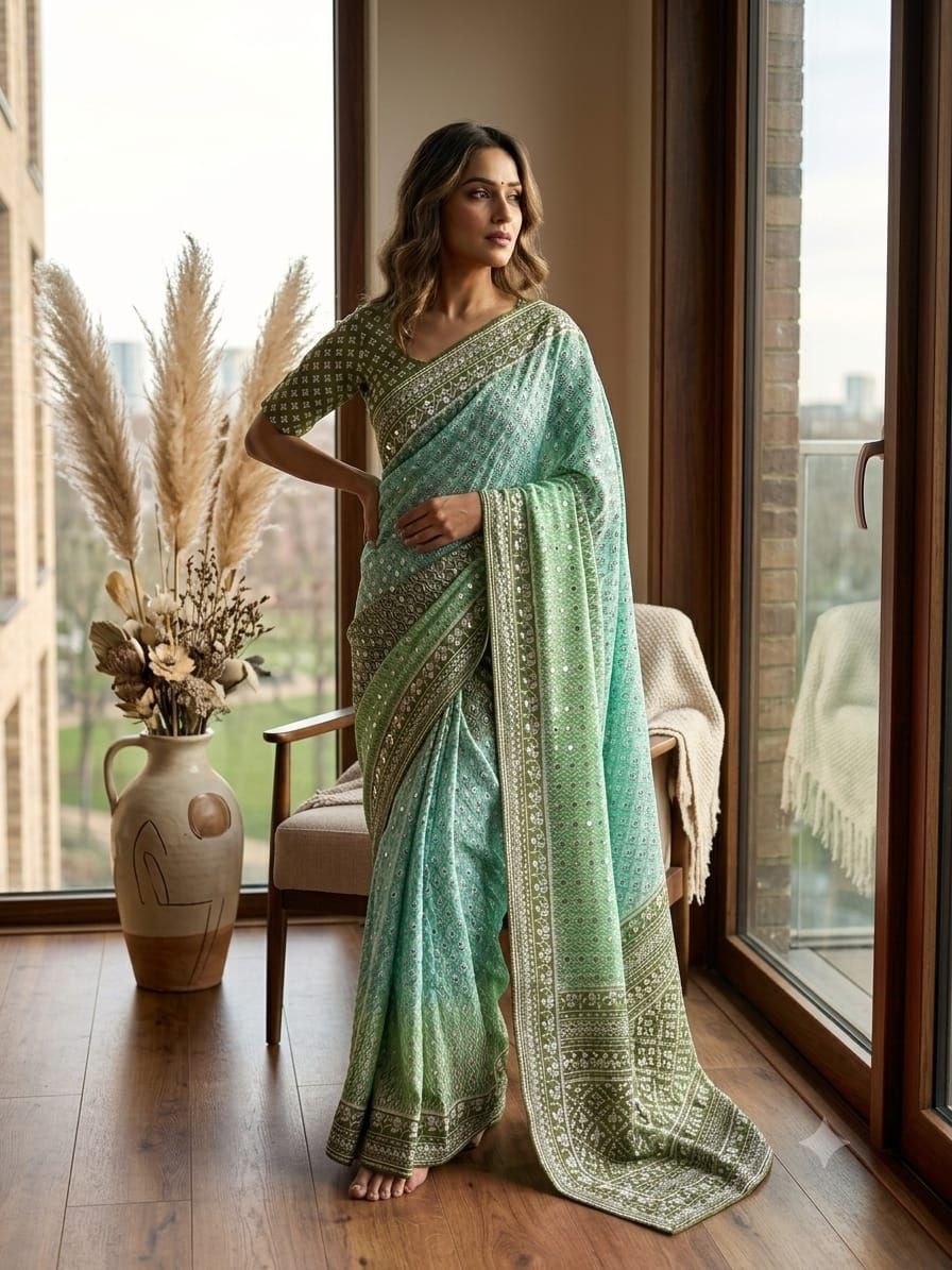 Very Soft and Elegant Rich look Soft Chinon Silk Digital Print Saree
