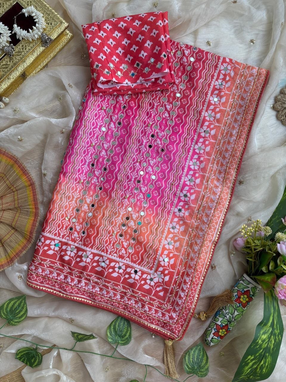 Very Soft and Elegant Rich look Soft Chinon Silk Digital Print Saree