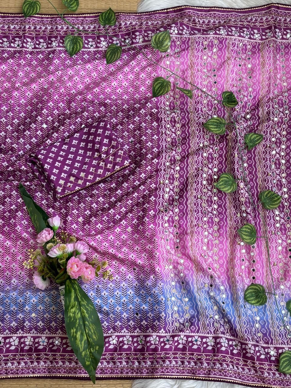 Very Soft and Elegant Rich look Soft Chinon Silk Digital Print Saree