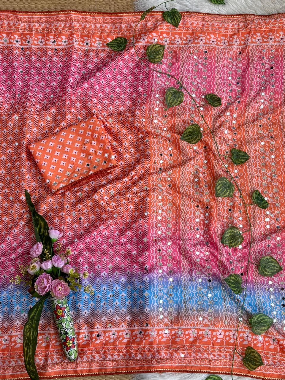 Very Soft and Elegant Rich look Soft Chinon Silk Digital Print Saree