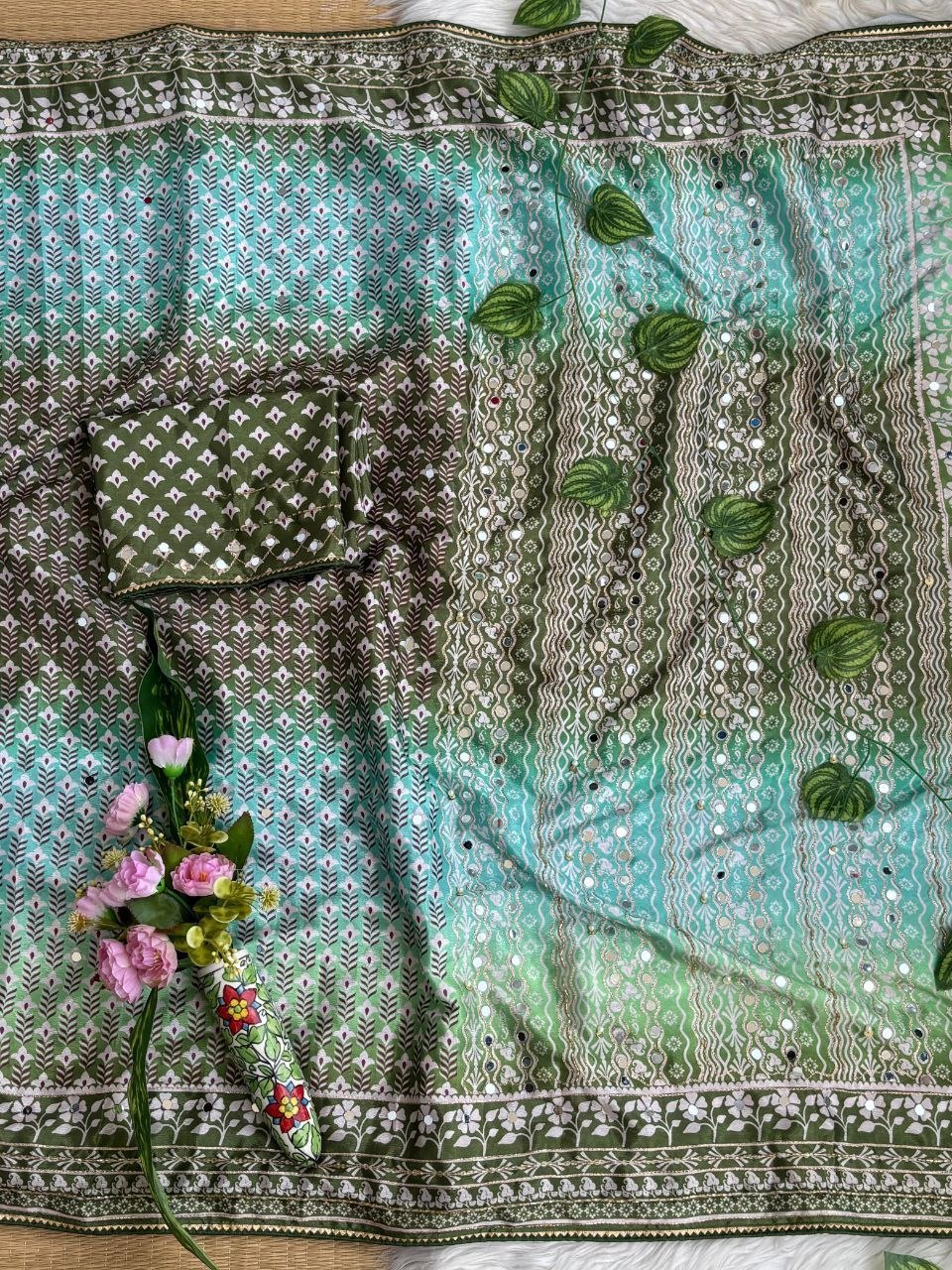 Very Soft and Elegant Rich look Soft Chinon Silk Digital Print Saree