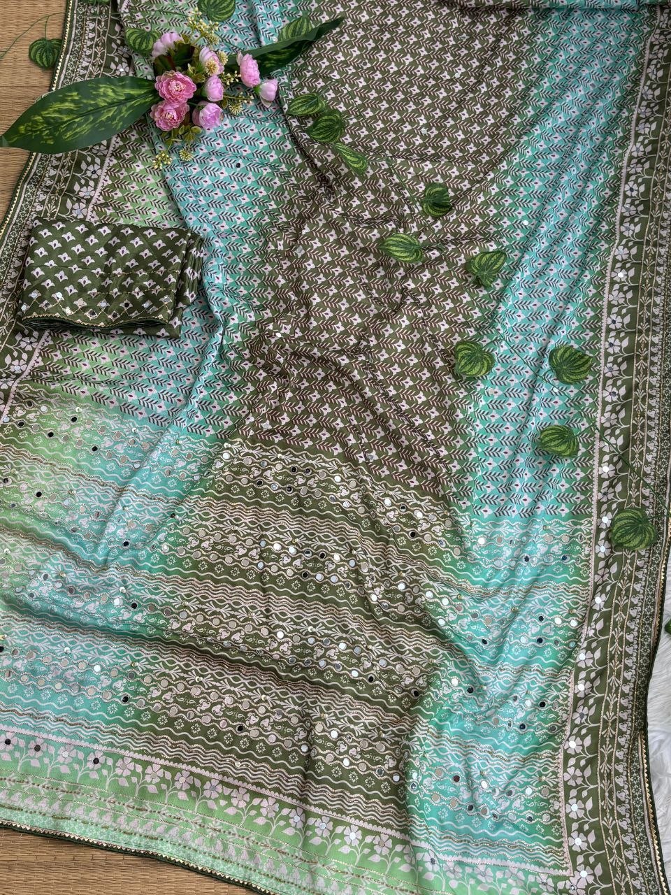 Very Soft and Elegant Rich look Soft Chinon Silk Digital Print Saree