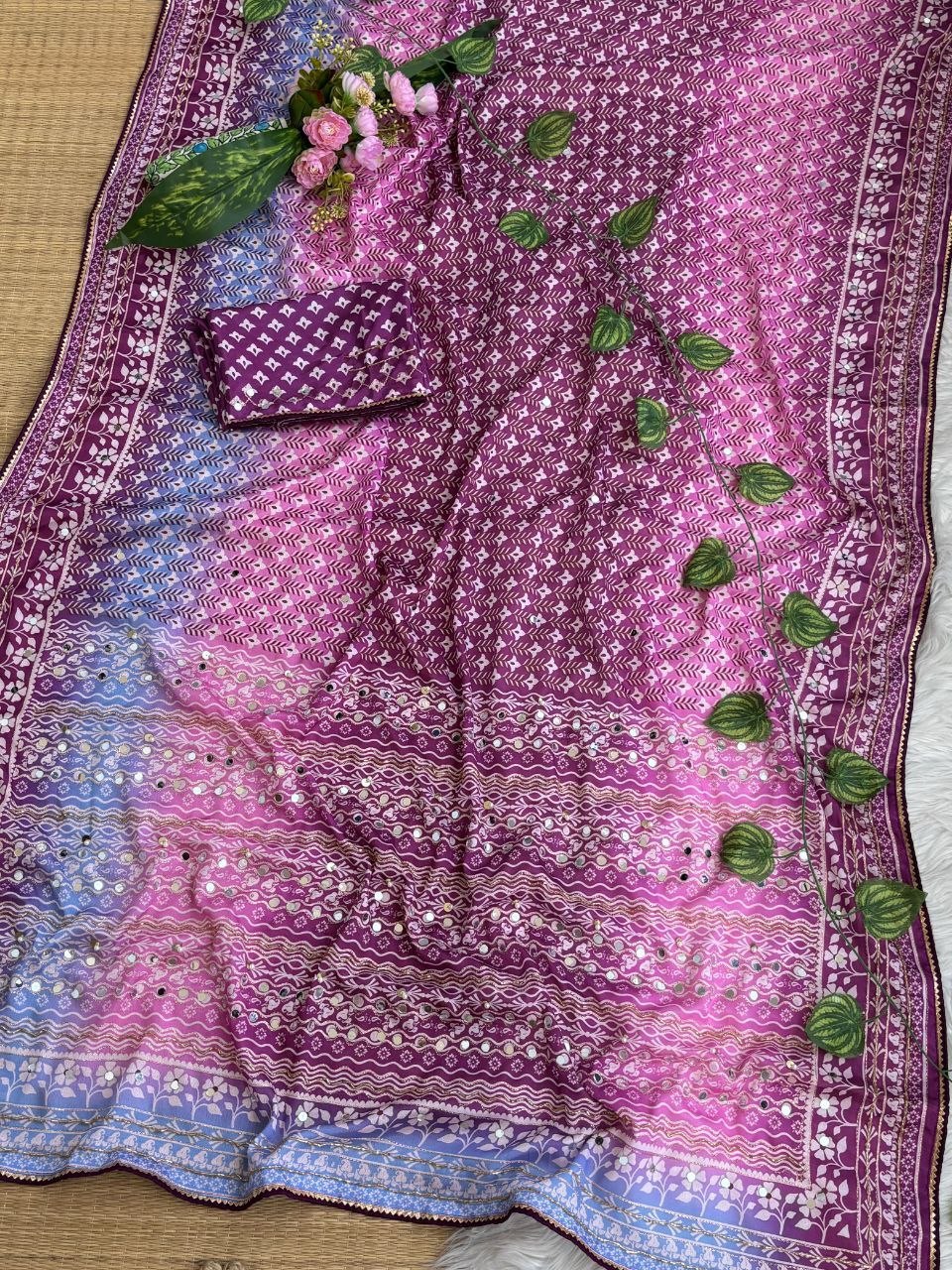 Very Soft and Elegant Rich look Soft Chinon Silk Digital Print Saree