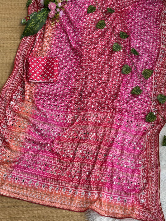 Very Soft and Elegant Rich look Soft Chinon Silk Digital Print Saree