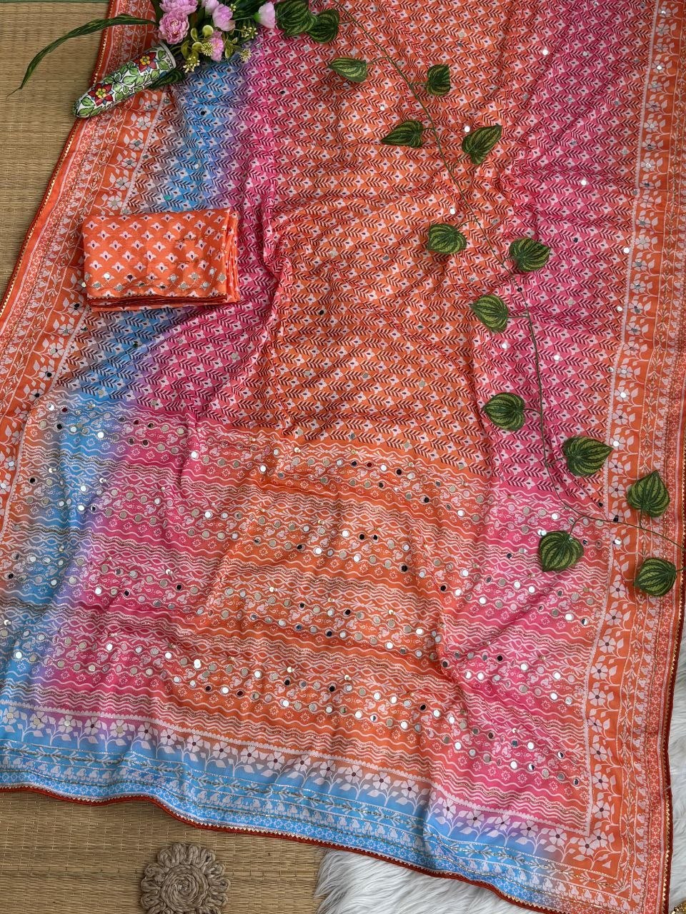Very Soft and Elegant Rich look Soft Chinon Silk Digital Print Saree