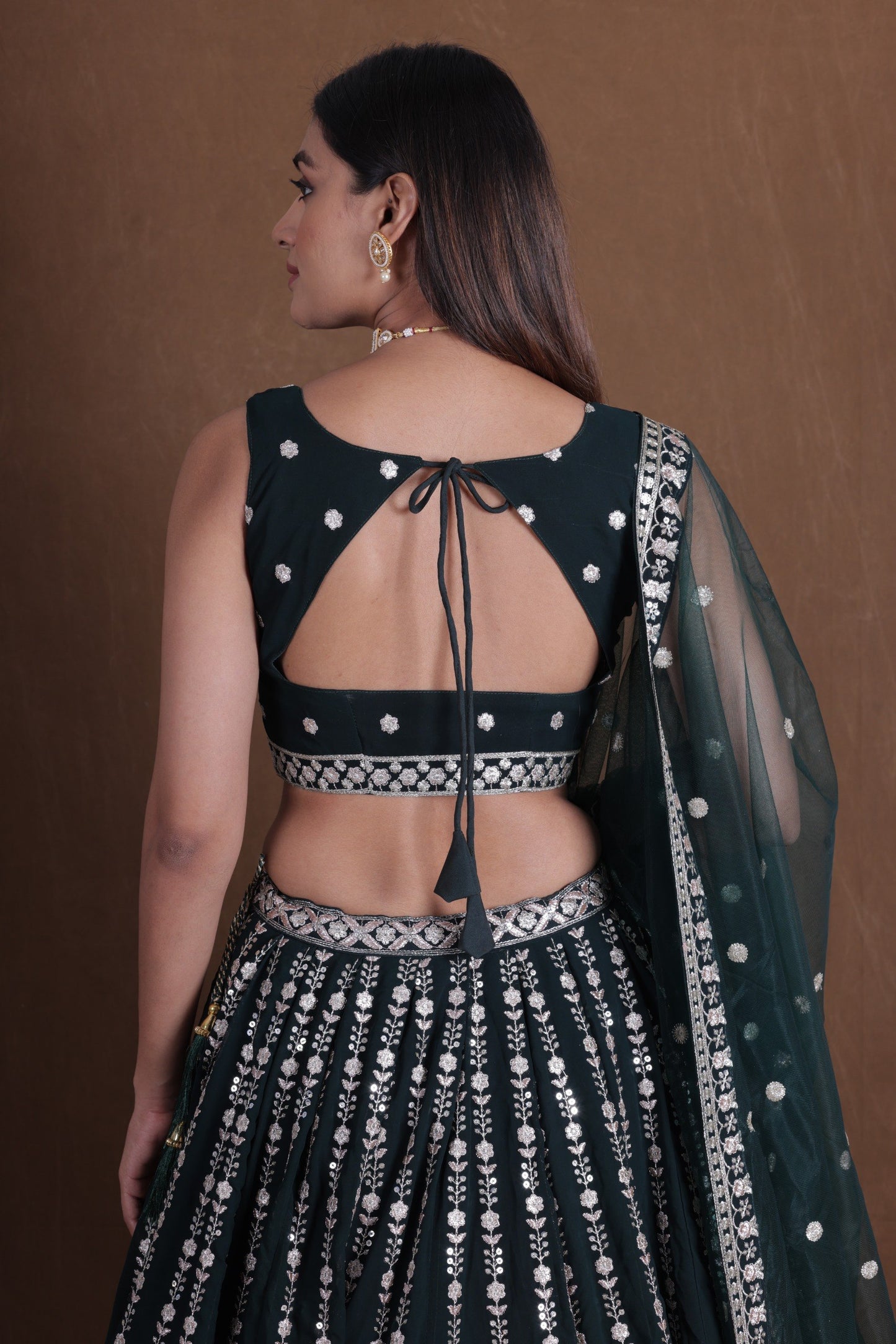 Goergette Multi Sequence embroidery choli