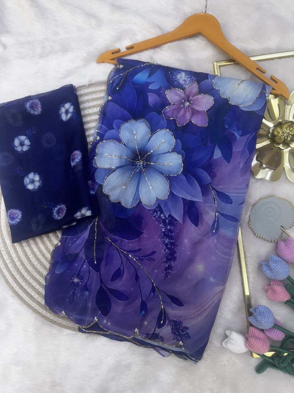 Soft Tebby silk with floral print saree