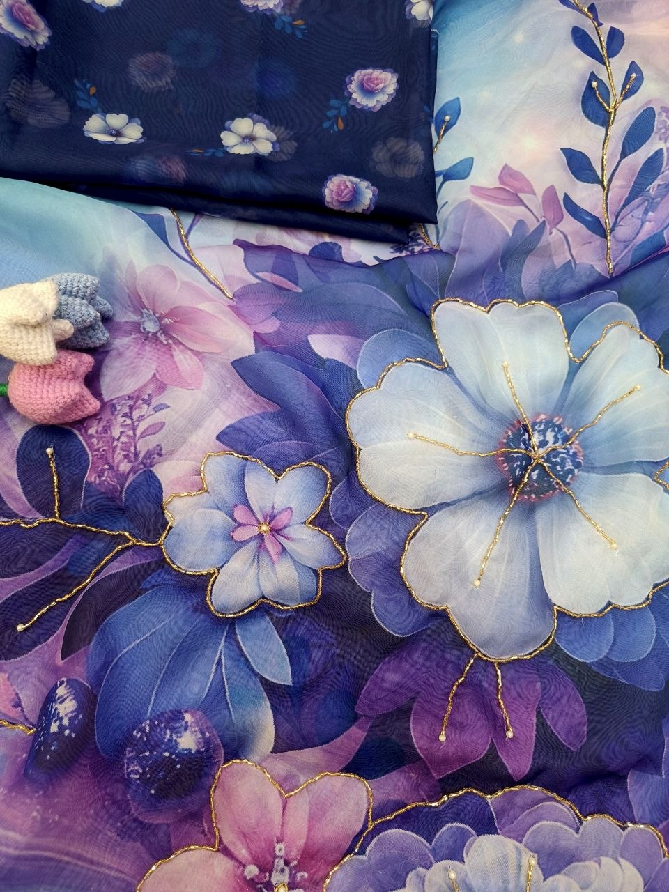 Soft Tebby silk with floral print saree