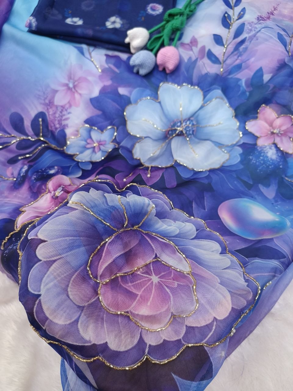 Soft Tebby silk with floral print saree