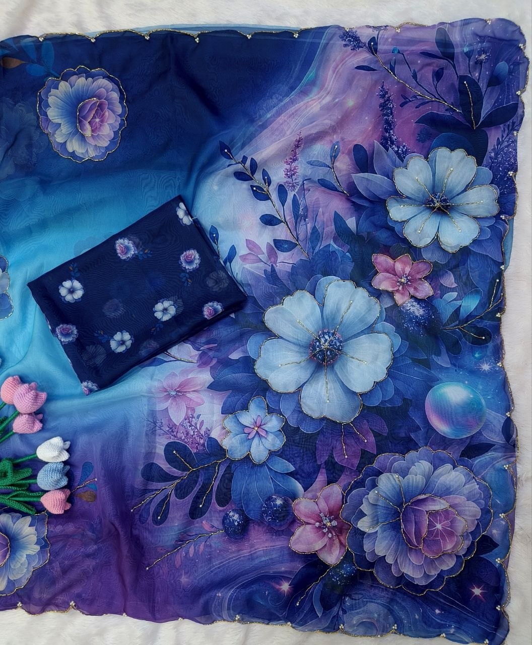 Soft Tebby silk with floral print saree