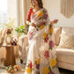 Soft Tebby Silk Beautiful floral hand print with beads and sequins work saree