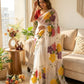 Soft Tebby Silk Beautiful floral hand print with beads and sequins work saree