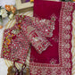 Soft Butterfly Net Fabric Sequance and multi thread Embroidery Work Saree