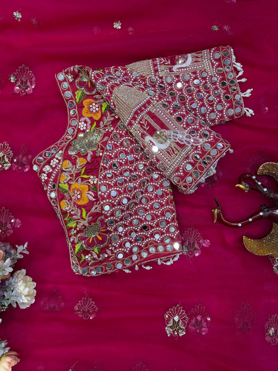 Soft Butterfly Net Fabric Sequance and multi thread Embroidery Work Saree