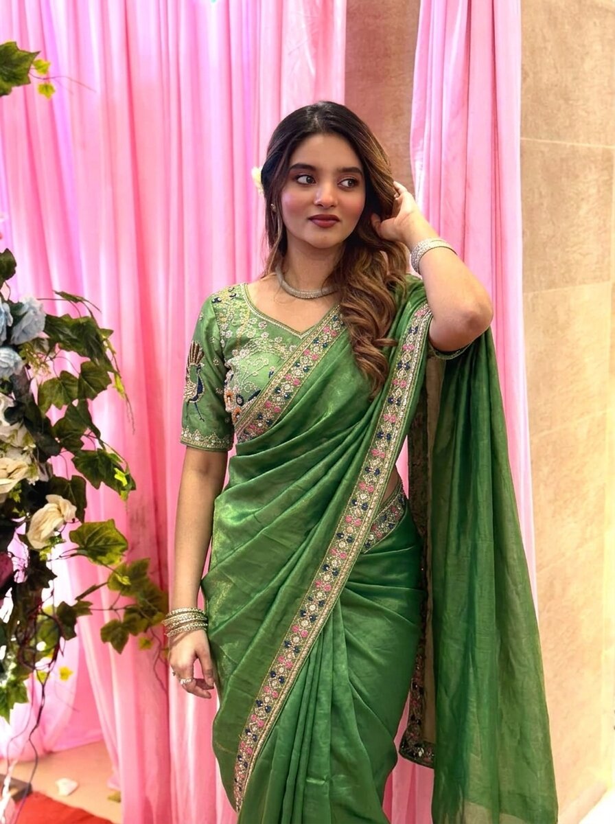 Designer Party Wear Fendy Satin Silk Saree