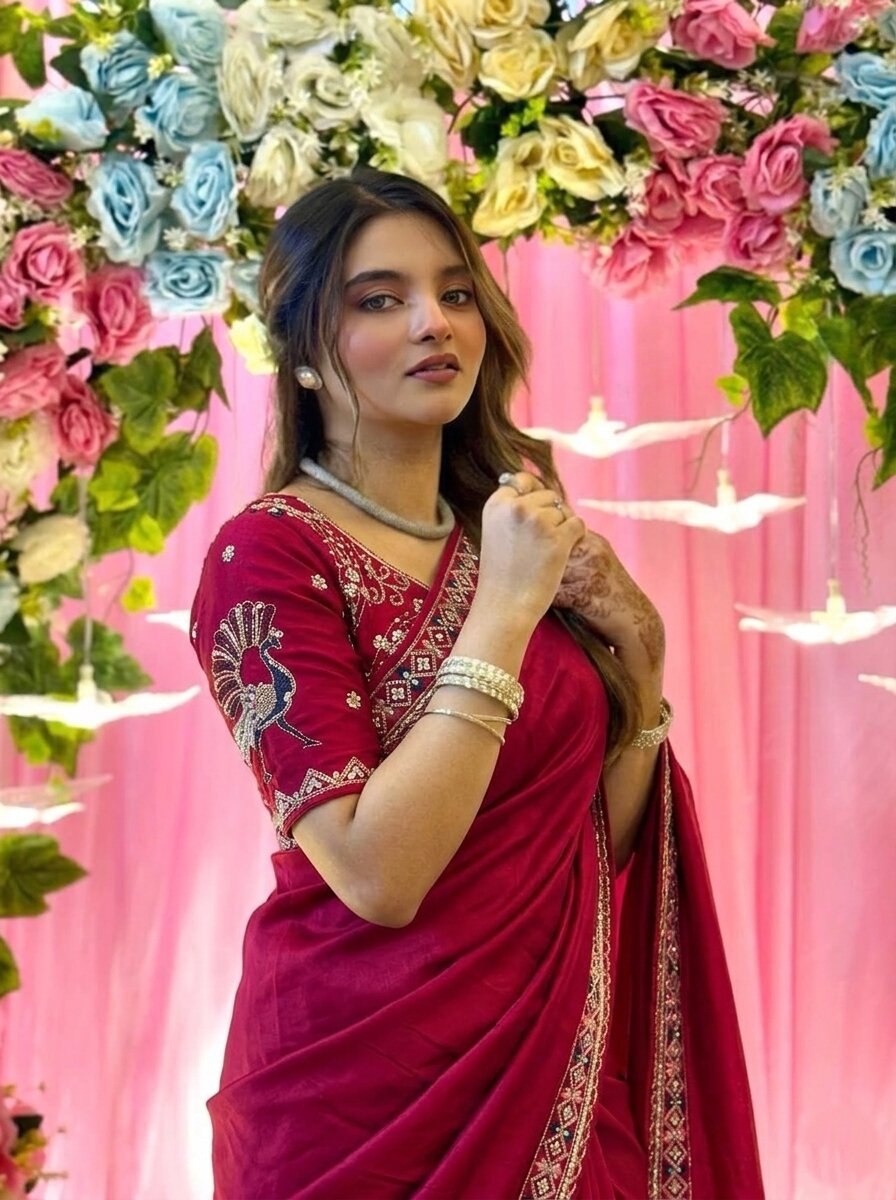 Designer Party Wear Fendy Satin Silk Saree