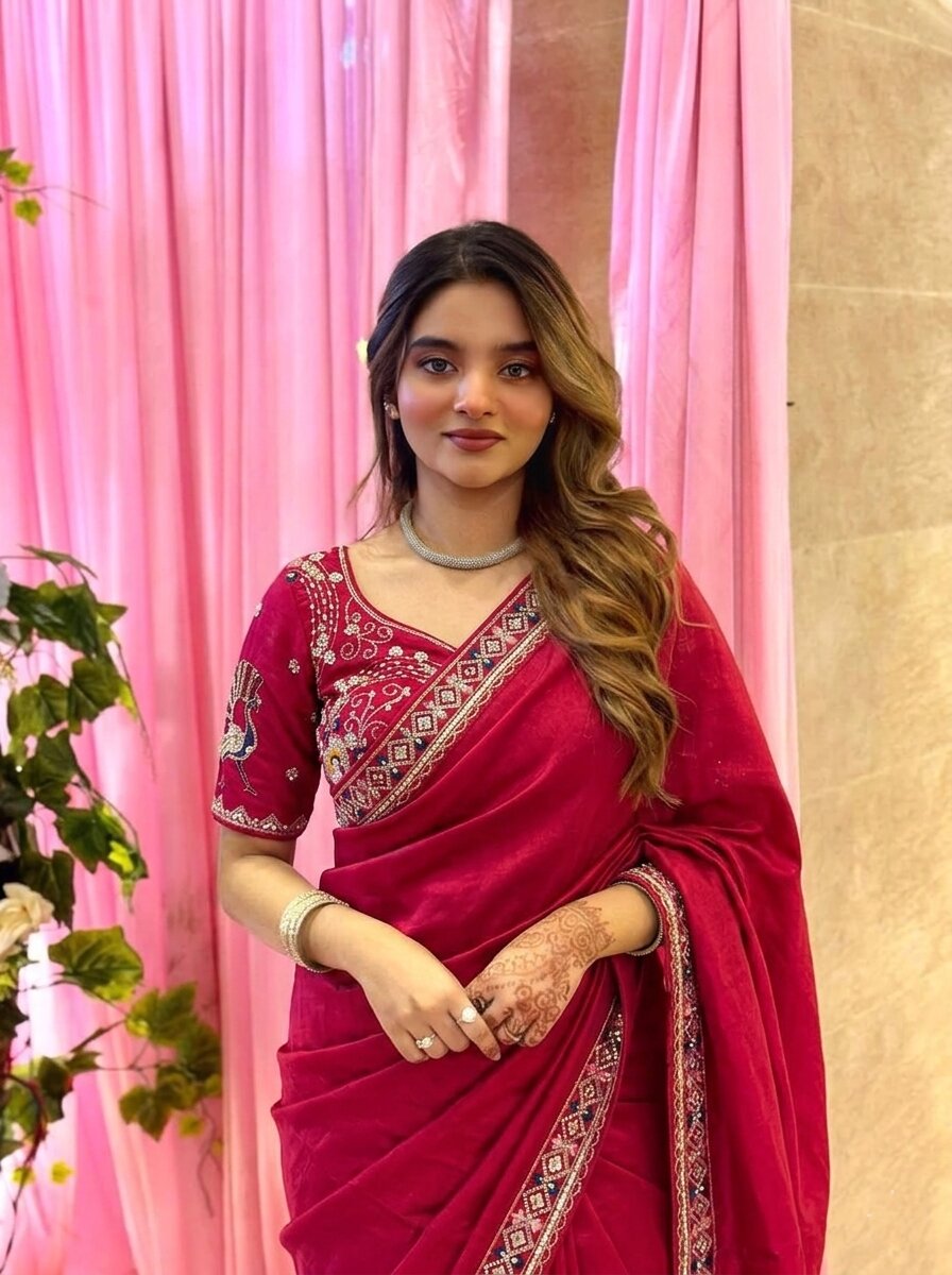 Designer Party Wear Fendy Satin Silk Saree