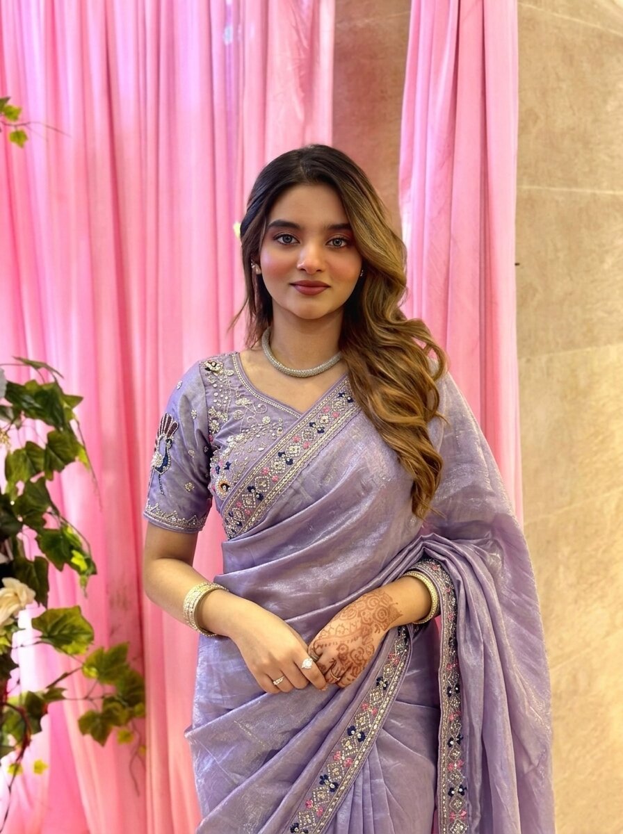 Designer Party Wear Fendy Satin Silk Saree