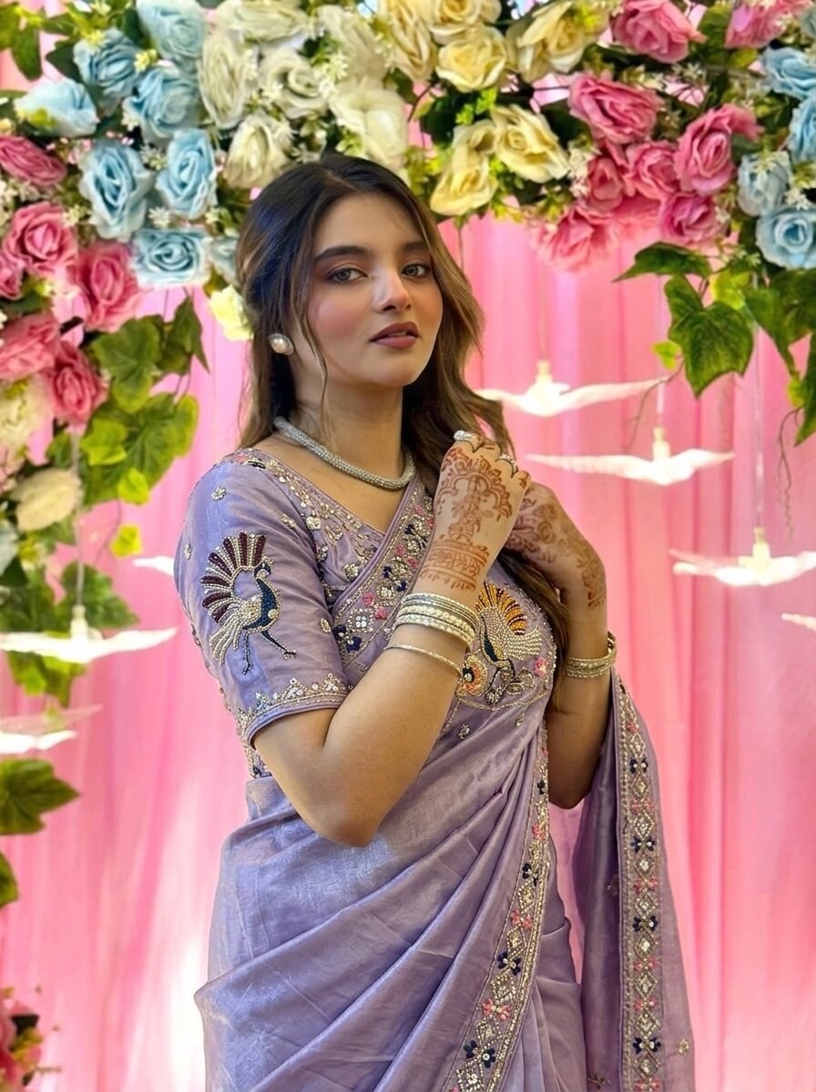 Designer Party Wear Fendy Satin Silk Saree