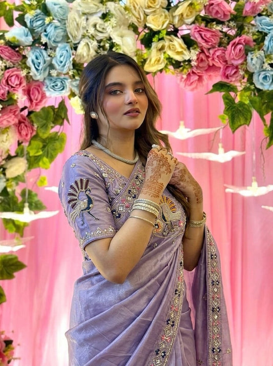 Designer Party Wear Fendy Satin Silk Saree