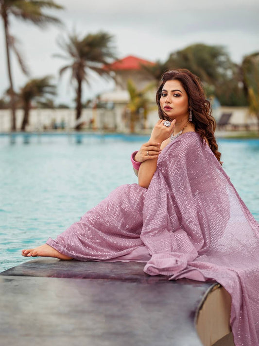 Georgette saree with sequins work choli