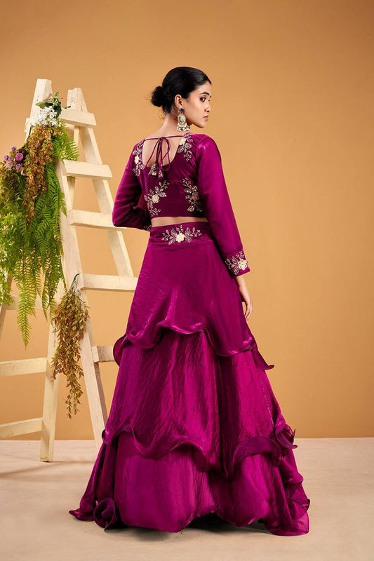 Heavy Fandy Satin with  Embroidery & Sequins Work Lehenga