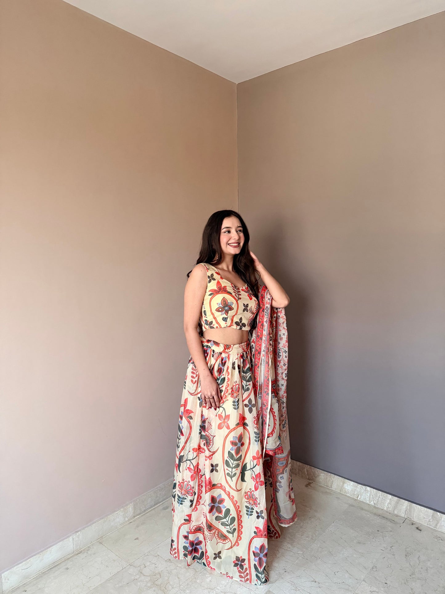 Beautiful all-over floral printed lehenga