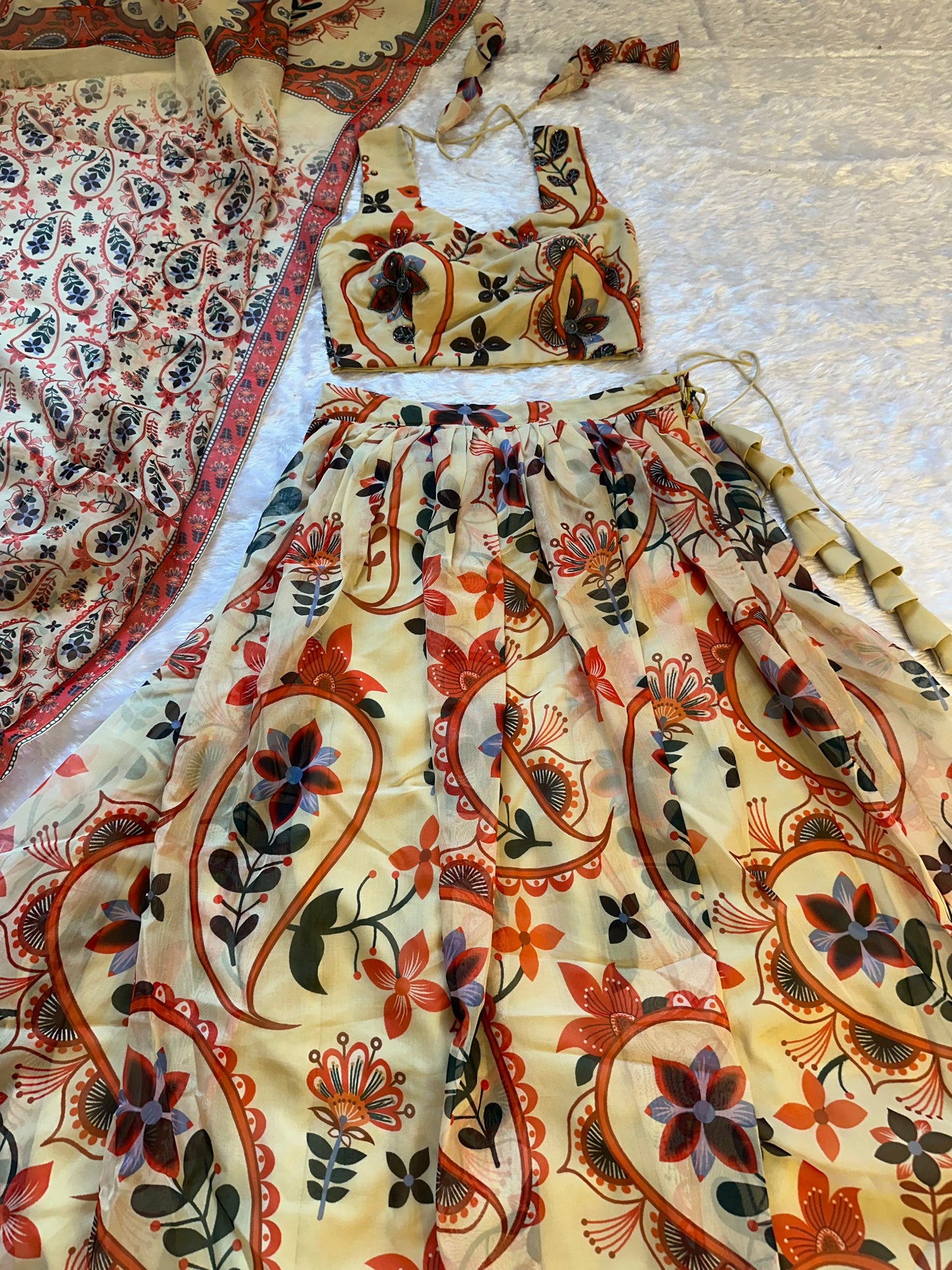 Beautiful all-over floral printed lehenga