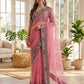 Orgenza Silk Embroidery Design Work With Embroidery Lace Border Saree