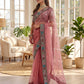 Orgenza Silk Embroidery Design Work With Embroidery Lace Border Saree
