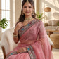 Orgenza Silk Embroidery Design Work With Embroidery Lace Border Saree
