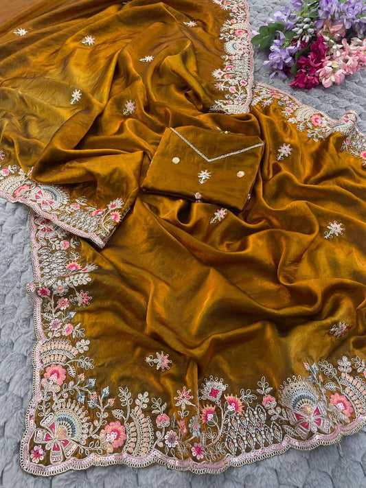 Very Soft nd Elegant Rich look fendy sartin fabric saree