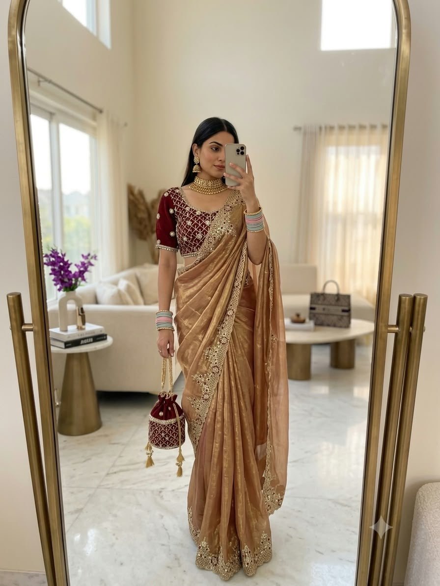 very soft nd elegant fendy chiffon fabric saree