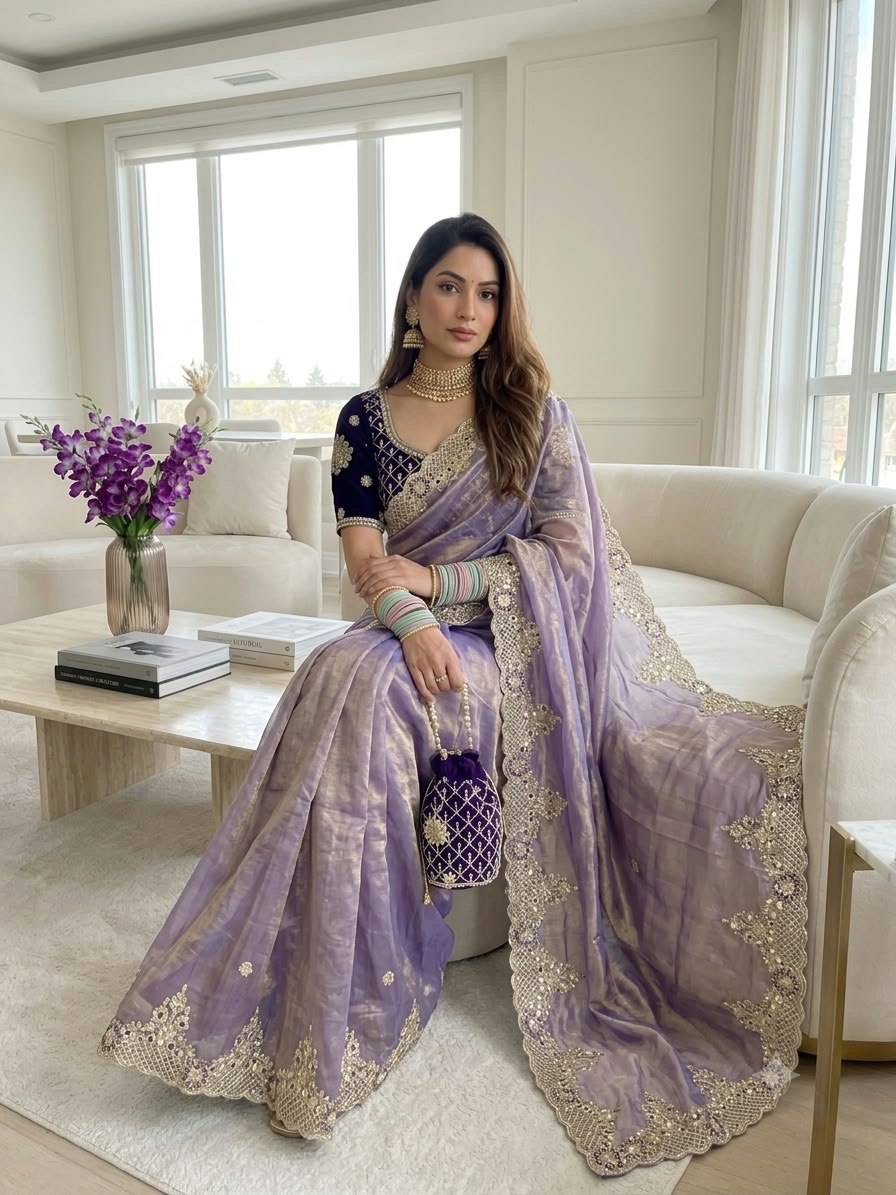 very soft nd elegant fendy chiffon fabric saree