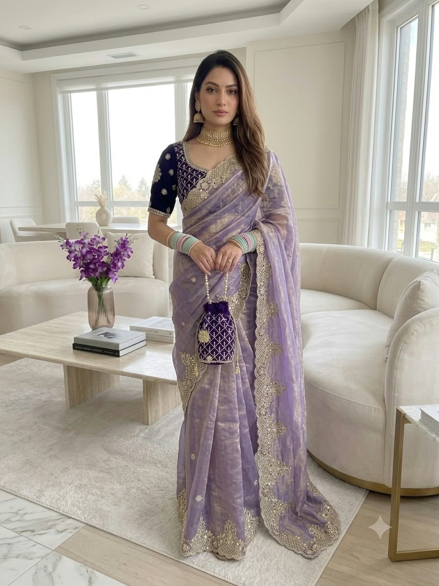 very soft nd elegant fendy chiffon fabric saree