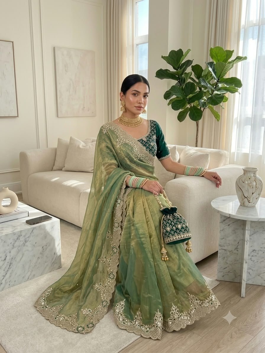 very soft nd elegant fendy chiffon fabric saree